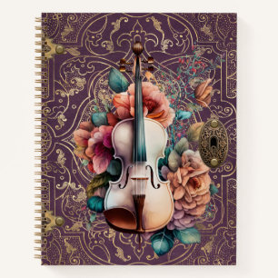 Violin Monogram Lila verzaubert Notizbuch