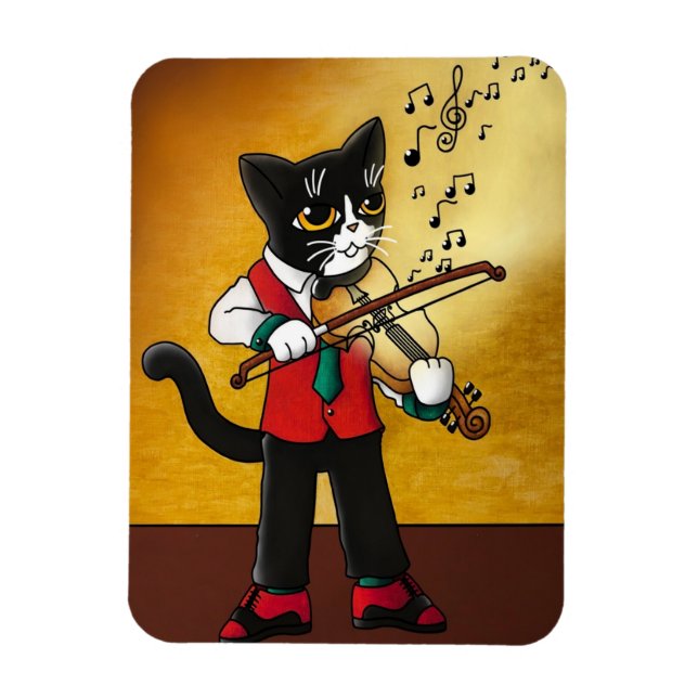 Violin Music Cat Magnet (Vertikal)