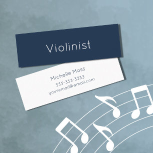 Violin Musical Violinist Navy Minimalistisch Mini Visitenkarte