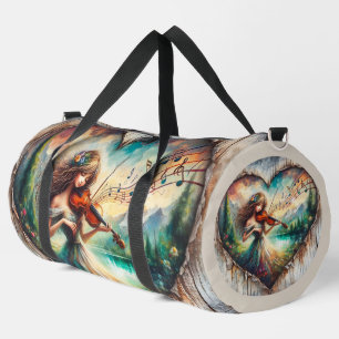 Violin Musik Rustikales Herz Mädchen Groß Duffle Bag