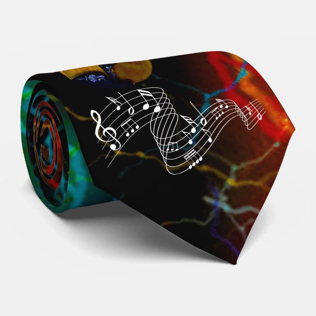 VIOLIN & MUSIKNOTEN-2 NECK TIE KRAWATTE (Gerollt)