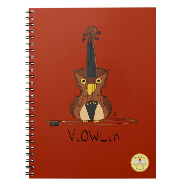 Violin Niedlich Musical Kids Owl Notizblock (Vorderseite)