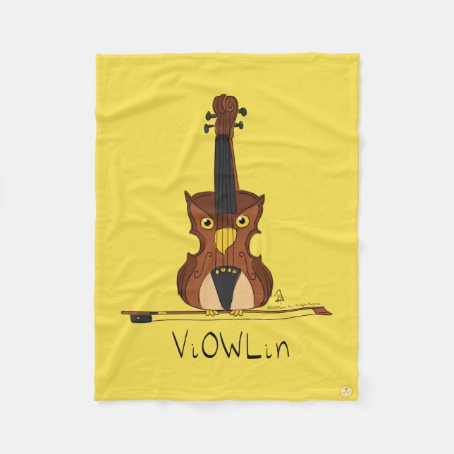Violin Owl Funny Niedlich Kids Music Fleecedecke (Vorderseite)