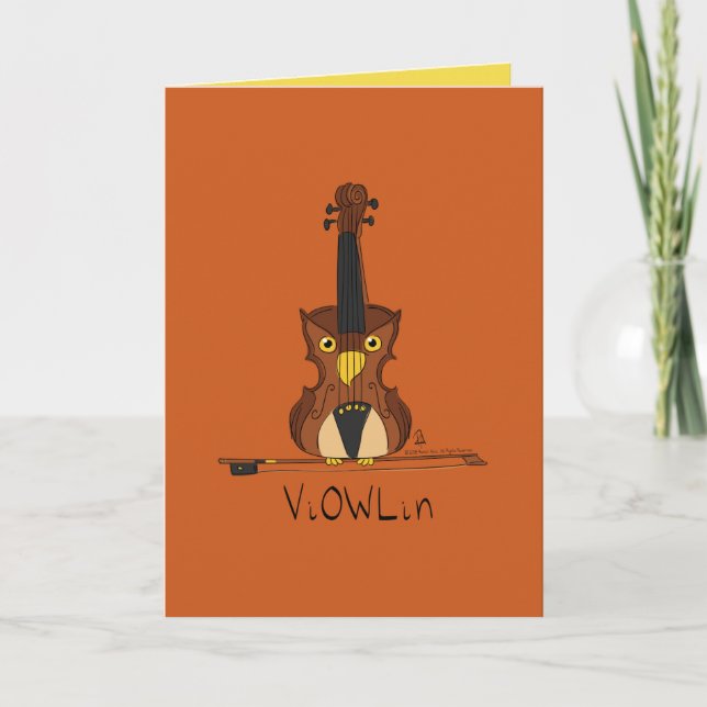 Violin Owl Music Teacher Niedlich Kids Karte (Vorderseite)