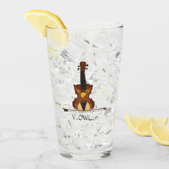 Violin Owl Niedlich Music Kids Lehrer Glas (Vorderseite Ice)