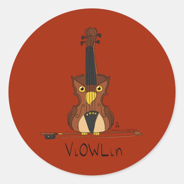 Violin Owl Niedlich Music Kids Lehrer Runder Aufkleber (Vorderseite)
