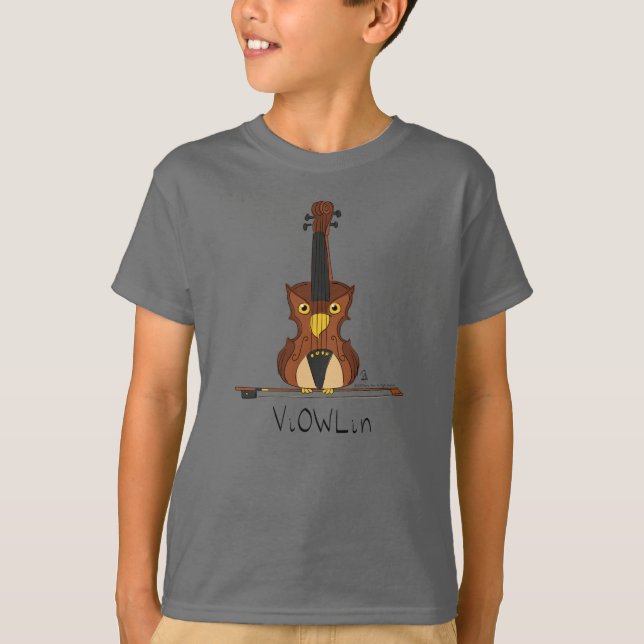 Violin Owl Niedlich Music Kids T-Shirt (Vorderseite)