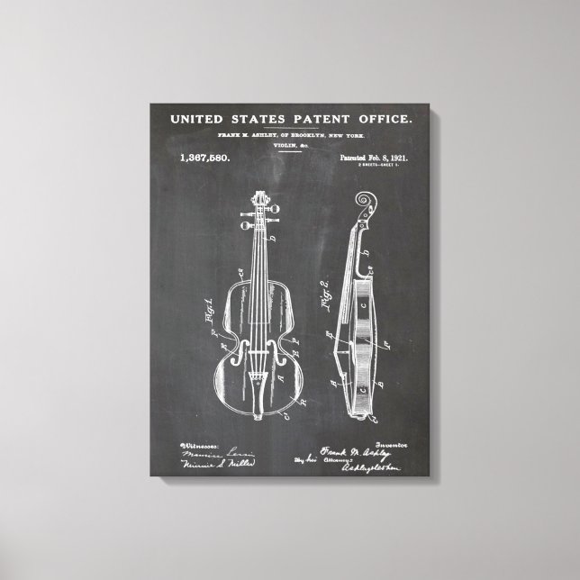 Violin Patent - Funny Music Lover Geschenk Leinwanddruck (Vorderseite)
