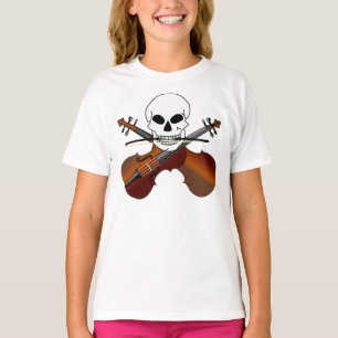 Violin Pirate Skull Funny Music Gift T-Shirt