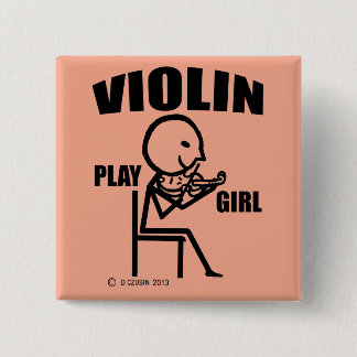 Violin Play Girl Button