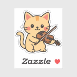 Violin Playing Cat Design Aufkleber