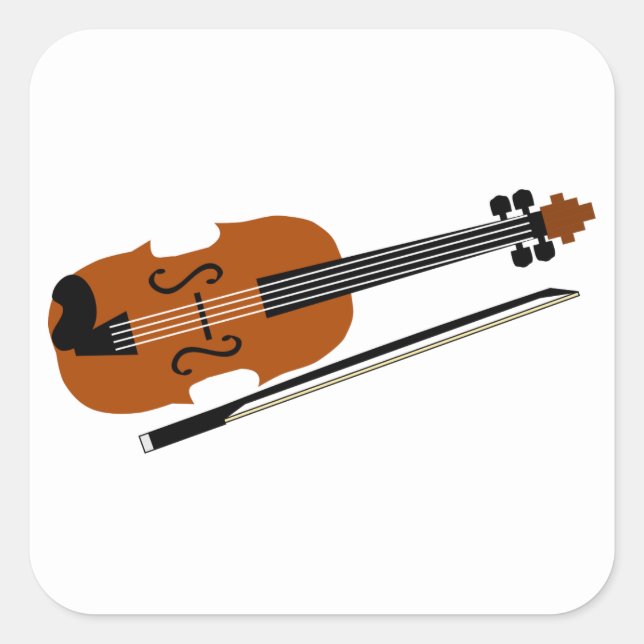 Violin Quadratischer Aufkleber (Vorderseite)