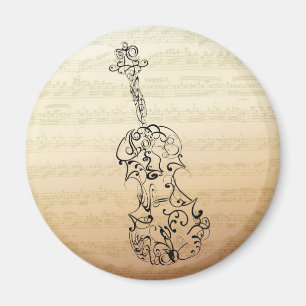 Violin Scrawl auf Bach Manuskript Magnet