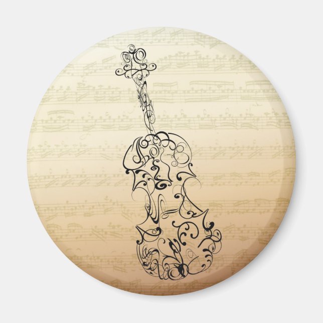 Violin Scrawl auf Bach Manuskript Magnet (Vorne)