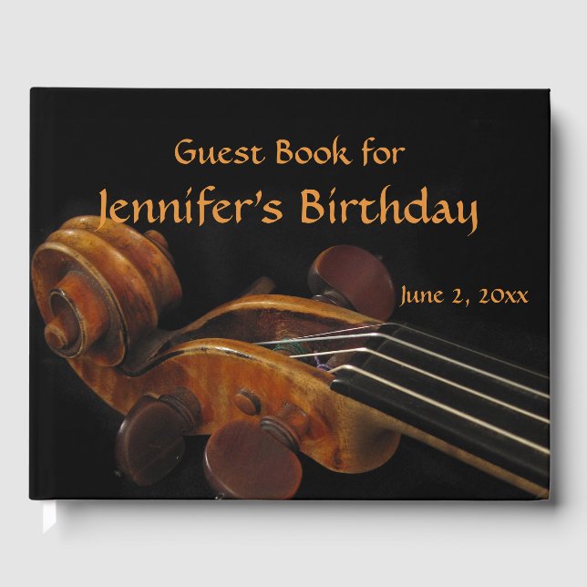 Violin Scroll Birthday Party Gästebuch (Vorderseite)