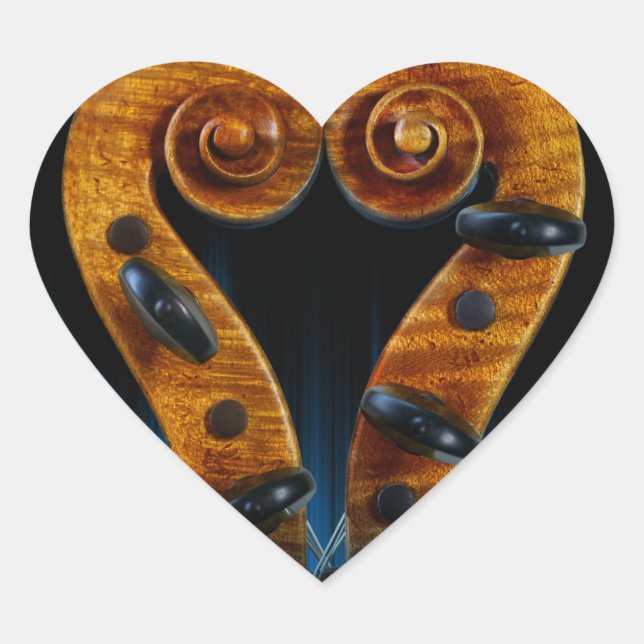 Violin Scroll Pegs Herz Herz-Aufkleber (Vorderseite)