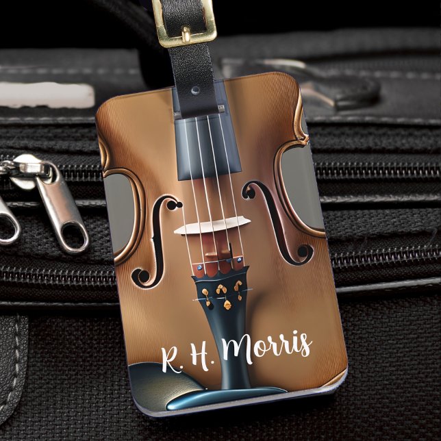 Violin String Musical Instrument Violinist Grau Gepäckanhänger (violin luggage tag)