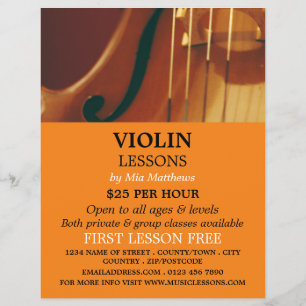 Violin Strings, Violin Lessons Advertising Flyer
