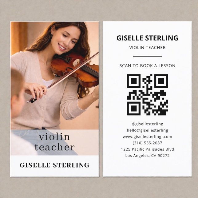 Violin Teacher QR Code Photo Visitenkarte (Von Creator hochgeladen)