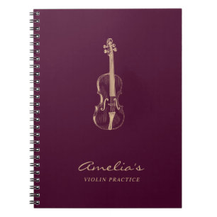 Violin Teacher Student Elegantes Script Burgundy Notizblock