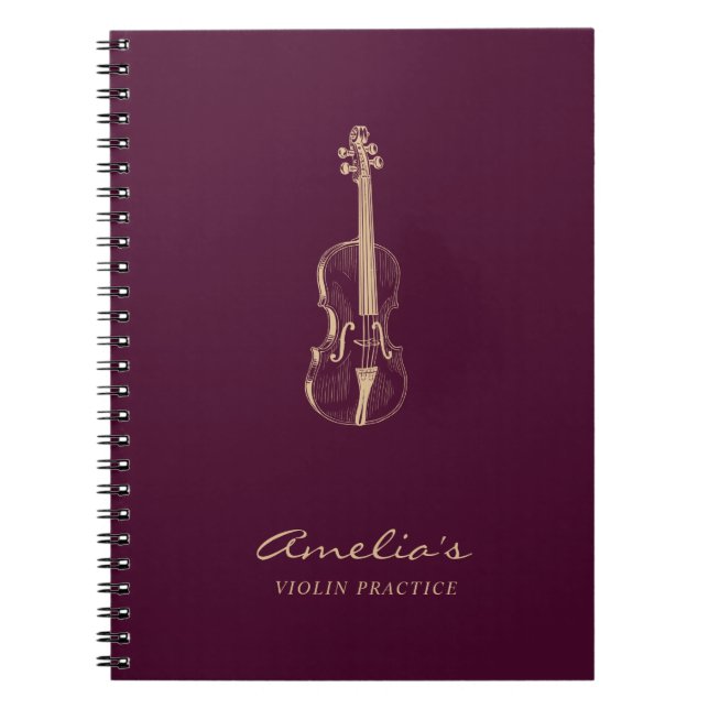 Violin Teacher Student Elegantes Script Burgundy Notizblock (Vorderseite)