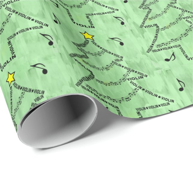 Violin Text Weihnachtsbaum Geschenkpapier (Rolleneckpunkt)