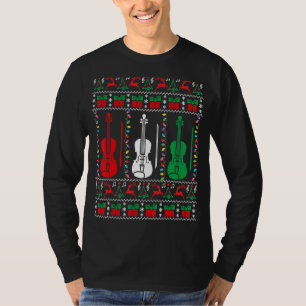 Violin Ugly Weihnachts Sweater Violinist Xmas Fami T-Shirt