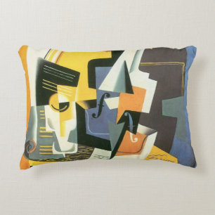 Violin und Glas von Juan Gris, Vintage-Kubismus Dekokissen