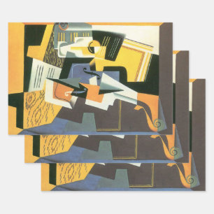 Violin und Glas von Juan Gris, Vintage Kubismus Geschenkpapier Set