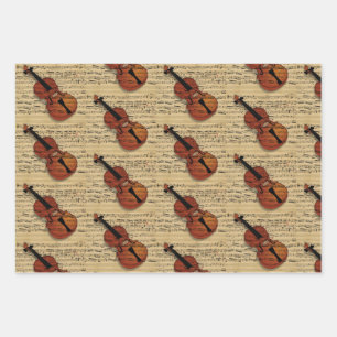 Violin Vintag Music Trio Geschenkpapier Set