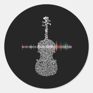 Violin Viola Cello Bass Music Wave Runder Aufkleber