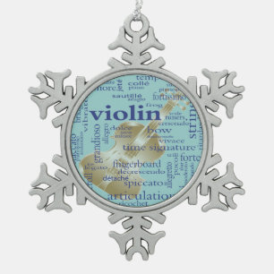 Violin Words Snowflake Ornament