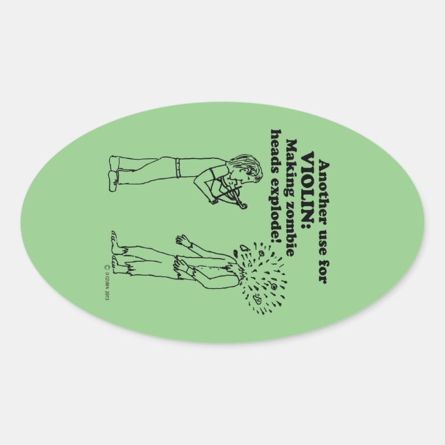 Violin Zombie Explode Oval Sticker (Vorderseite)