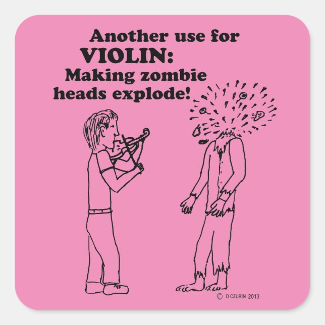 Violin Zombie Explode Square Sticker (Vorderseite)