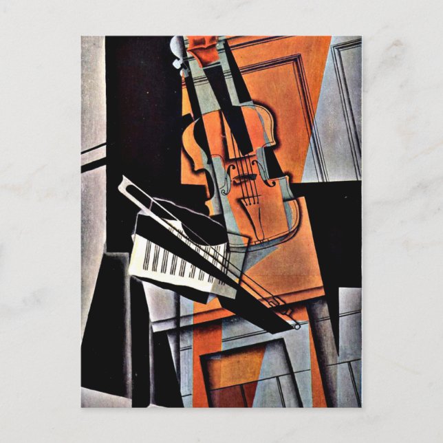 Violine - Abstraktes Gemälde von William Harnett Postkarte (Vorderseite)
