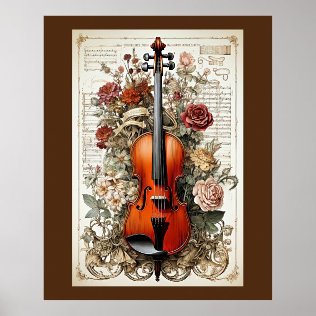 Violine Beauty, von Blumen verzierte künstliche In Poster (Vorne)