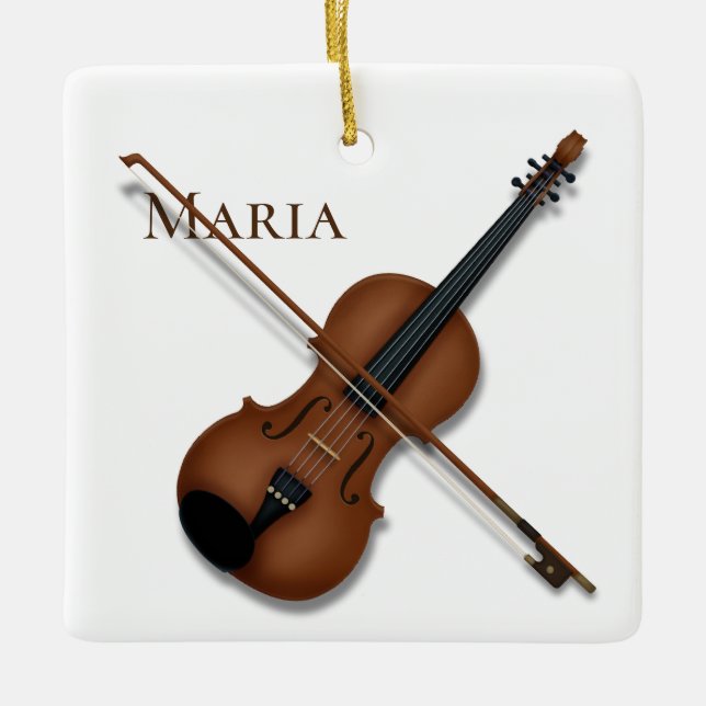 Violine & Bow Elegante Klassische Musik Personalis Keramikornament (Vorderseite)