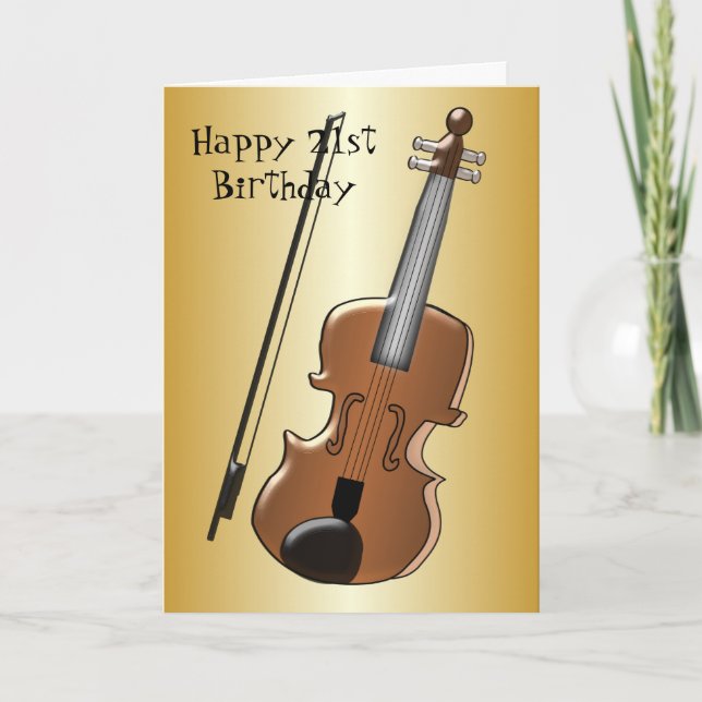 Violine Design Personalisiert 21. Geburtstag Karte (Vorderseite)