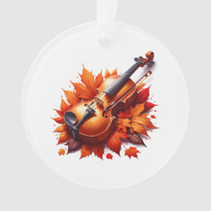 Violine im Bett aus Blättern Ornament