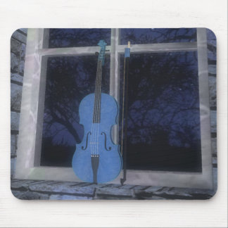 Violine im Fenster: Blaue Version: Mousepad