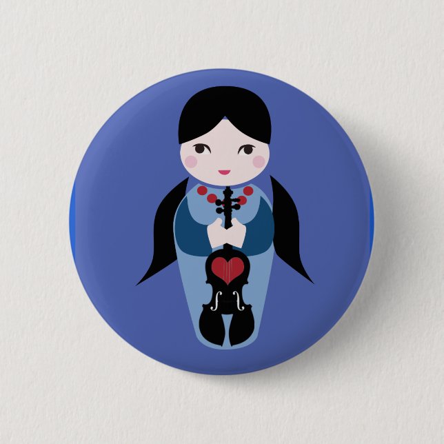 Violine Kokeshi Knopf Button (Vorderseite)