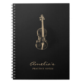 Violine Lehrer Student Elegantes Script schwarz Notizblock
