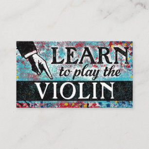 Violine Lessons Business Cards - Blue Red Visitenkarte