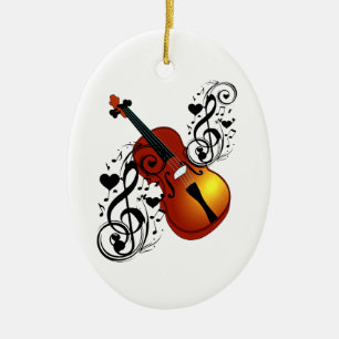 Violine, Lover im Herzen_ Keramik Ornament