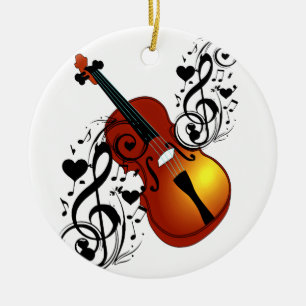 Violine, Lover im Herzen_ Keramik Ornament
