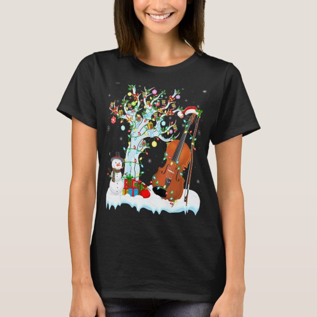 Violine Music Xmas Tree Lighting Weihnachtsmannmüt T-Shirt (Vorderseite)