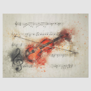 Violine-Musiknote Wasserfarben-Decoute Seidenpapier