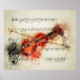 Violine Musiknoten Aquarell Poster