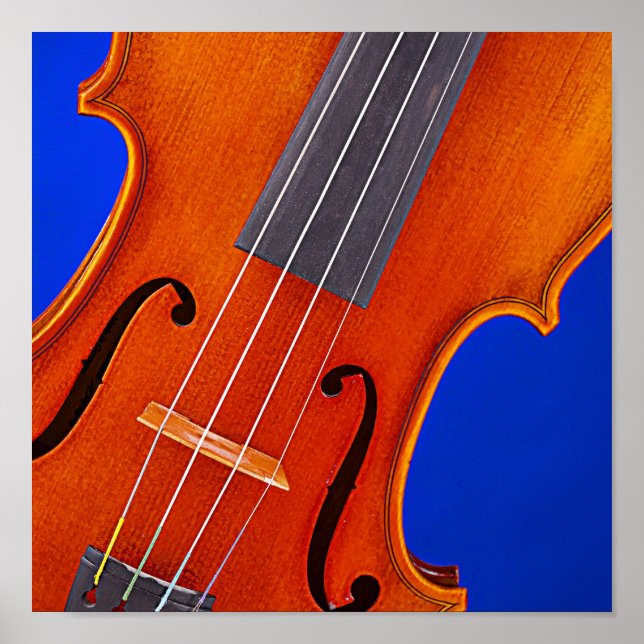 Violine oder Viola Poster Blue Hintergrund (Vorne)