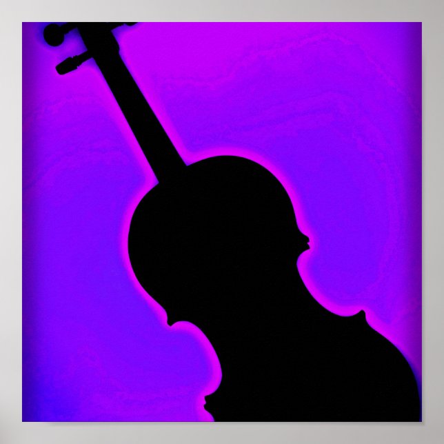 Violine oder Viola Poster Blue Hintergrund (Vorne)